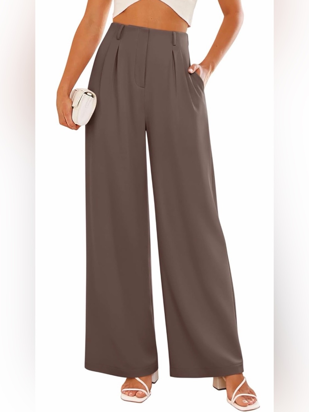 NWT Wide Leg High-Waist Trousers in Brown